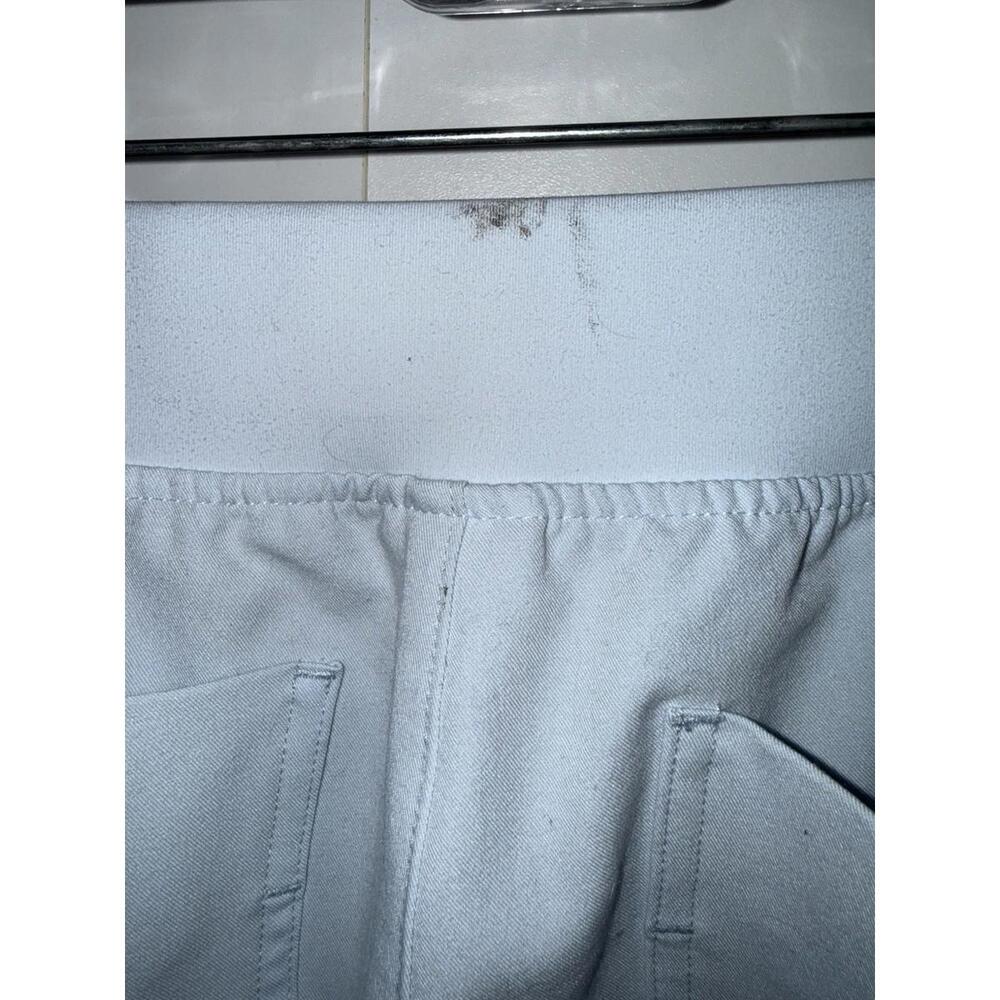 FIGS Zamora Jogger scrub pants Sz L Technical Blue Slate Yellow Drawstrings Flaw - Picture 7 of 9